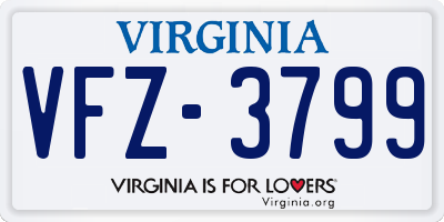 VA license plate VFZ3799