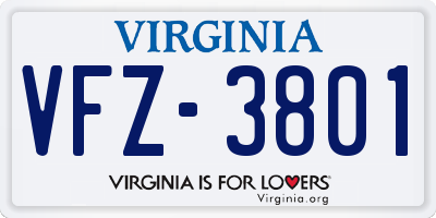 VA license plate VFZ3801