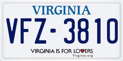 VA license plate VFZ3810