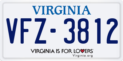 VA license plate VFZ3812