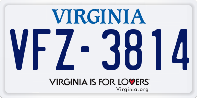 VA license plate VFZ3814