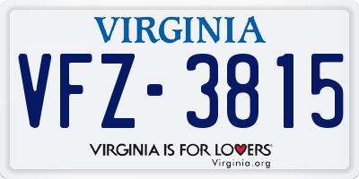 VA license plate VFZ3815