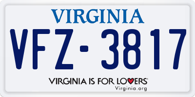 VA license plate VFZ3817
