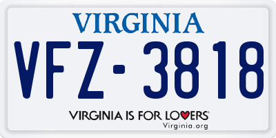 VA license plate VFZ3818