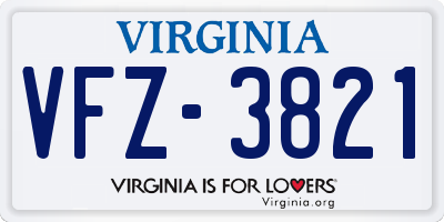 VA license plate VFZ3821