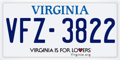 VA license plate VFZ3822