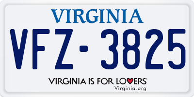 VA license plate VFZ3825