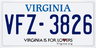 VA license plate VFZ3826