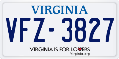 VA license plate VFZ3827