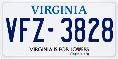 VA license plate VFZ3828