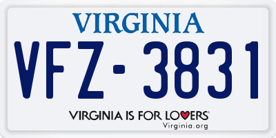 VA license plate VFZ3831