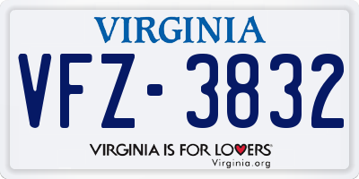 VA license plate VFZ3832