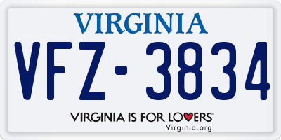 VA license plate VFZ3834