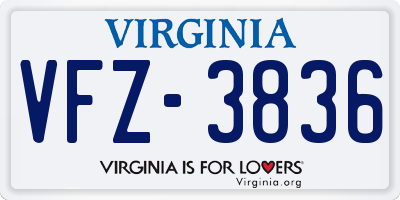 VA license plate VFZ3836