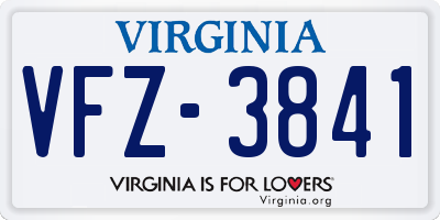 VA license plate VFZ3841