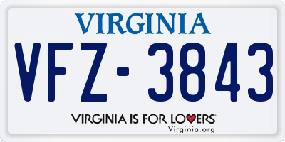VA license plate VFZ3843