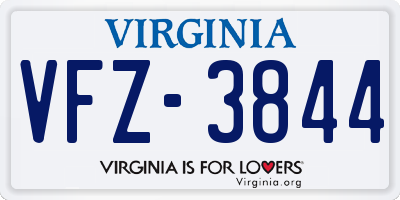 VA license plate VFZ3844