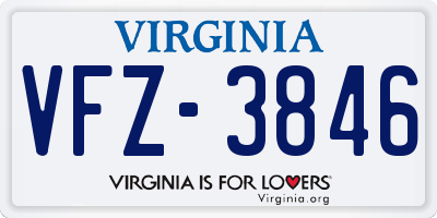 VA license plate VFZ3846