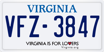 VA license plate VFZ3847