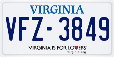 VA license plate VFZ3849