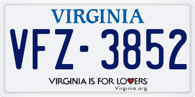 VA license plate VFZ3852