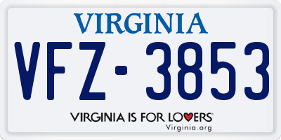 VA license plate VFZ3853