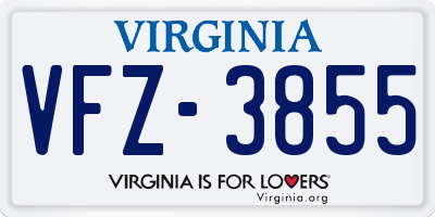 VA license plate VFZ3855