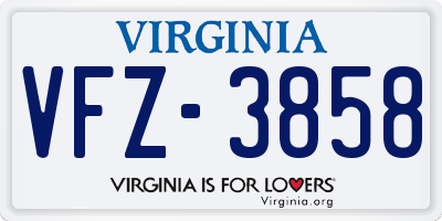 VA license plate VFZ3858