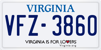 VA license plate VFZ3860