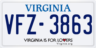 VA license plate VFZ3863