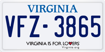 VA license plate VFZ3865