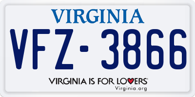 VA license plate VFZ3866