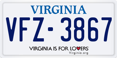 VA license plate VFZ3867
