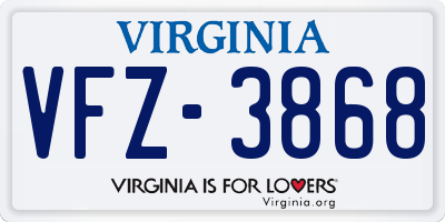 VA license plate VFZ3868