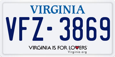 VA license plate VFZ3869