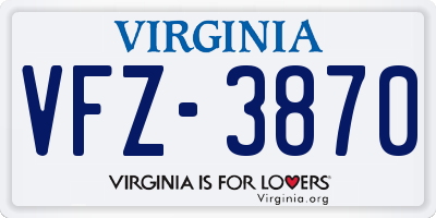 VA license plate VFZ3870