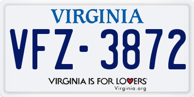 VA license plate VFZ3872