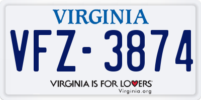 VA license plate VFZ3874