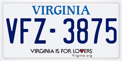 VA license plate VFZ3875