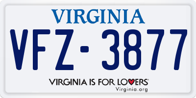 VA license plate VFZ3877