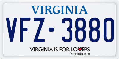VA license plate VFZ3880