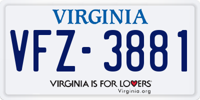 VA license plate VFZ3881