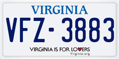 VA license plate VFZ3883