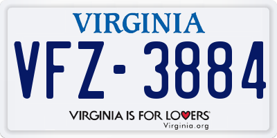 VA license plate VFZ3884