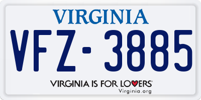 VA license plate VFZ3885