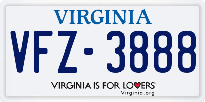 VA license plate VFZ3888