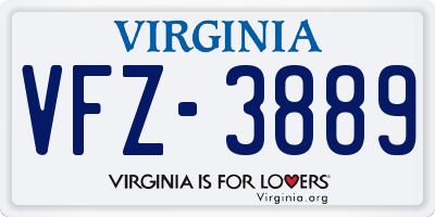 VA license plate VFZ3889