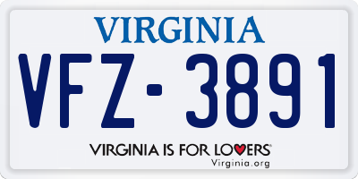 VA license plate VFZ3891