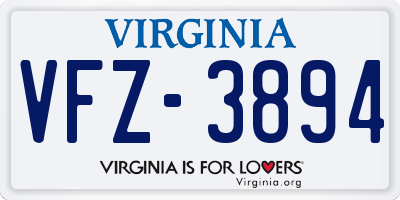 VA license plate VFZ3894