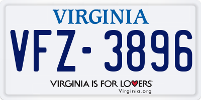 VA license plate VFZ3896